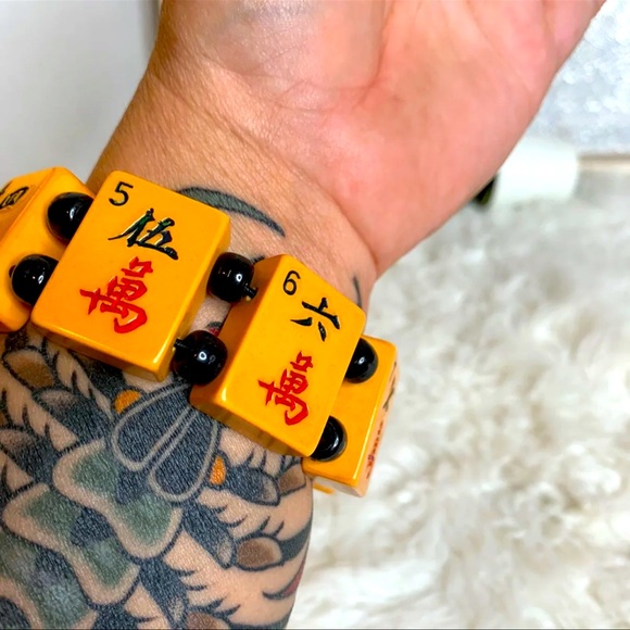 Bakelite Mahjong Pieces Bracelet Vintage - Picture 5 of 7